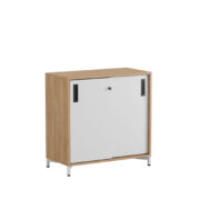 Småland Skjutdörrskåp ek med metallfötter –  80 cm x  73,5 cm