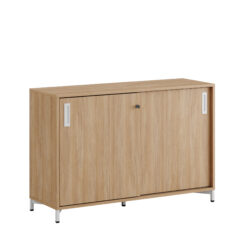 Småland Skjutdörrskåp ek med metallfötter – Bredd 120 cm x Höjd 80 cm, Vit, grå eller ek. Från: