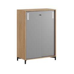 Småland Skjutdörrskåp ek med metallfötter – Bredd 80 cm x Höjd 115,5 cm, Vit, grå eller ek. Från:
