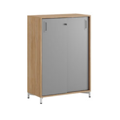 Småland Skjutdörrskåp ek med metallfötter – Bredd 80 cm x Höjd 115,5 cm, Vit, grå eller ek. Från: