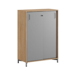 Småland Skjutdörrskåp ek med metallfötter – Bredd 80 cm x Höjd 115,5 cm, Vit, grå eller ek. Från: