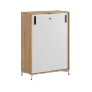 Småland Skjutdörrskåp ek med metallfötter – Bredd 80 cm x Höjd 115,5 cm, Vit, grå eller ek. Från: