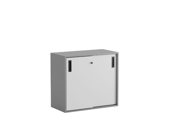 Småland Skjutdörrskåp grå  – Bredd 80 cm x Höjd 72 cm.  Dörrar Vit, grå eller ek.