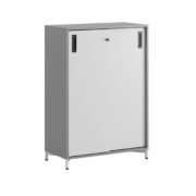 Småland Skjutdörrskåp grå med metallfötter – Bredd 80 cm x Höjd 115,5 cm, Vit, grå eller ek. Från: