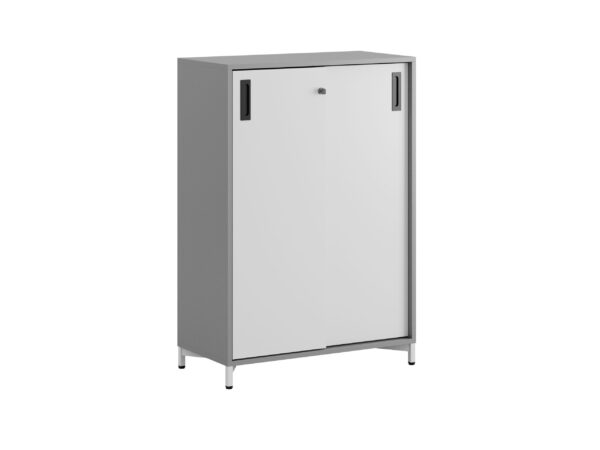 Småland Skjutdörrskåp grå med metallfötter – Bredd 80 cm x Höjd 115,5 cm, Vit, grå eller ek. Från: