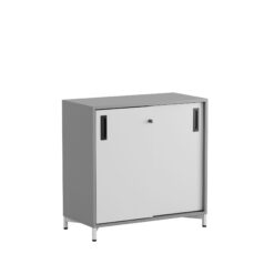 Småland Skjutdörrskåp grå med metallfötter – Bredd 80 cm x Höjd 73,5 cm – Dörrar Vit, grå eller ek.