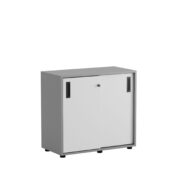 Småland Skjutdörrskåp grå med plast fötter  –  80 cm x  73,5 cm