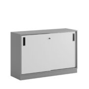 Småland Skjutdörrskåp grå med sockel – 120 cm x  80 cm