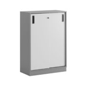 Småland Skjutdörrskåp grå med sockel – Bredd 80 cm x Höjd 115,5 cm, Vit, grå eller ek. Från: