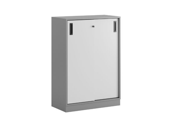 Småland Skjutdörrskåp grå med sockel – Bredd 80 cm x Höjd 115,5 cm, Vit, grå eller ek. Från: