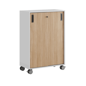 Småland Skjutdörrskåp vit med hjul – 120×81 cm