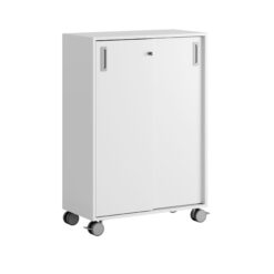 Småland Skjutdörrskåp vit med hjul – 120×81 cm