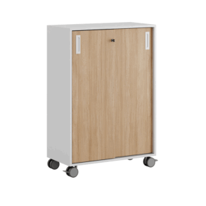 Småland Skjutdörrskåp vit med hjul – 120×81 cm