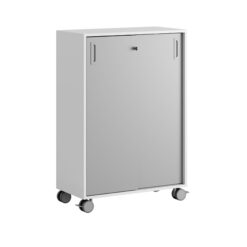 Småland Skjutdörrskåp vit med hjul – 120×81 cm