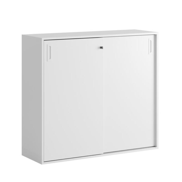 Småland Skjutdörrsskåp – Bredd 120 cm x Höjd 107,5 cm, Vit, grå eller ek. Från: