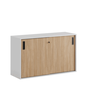 Småland Skjutdörrsskåp – Bredd 120 cm x Höjd 72 cm, Vit, grå eller ek. Från: