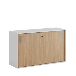 Småland Skjutdörrsskåp – Bredd 120 cm x Höjd 72 cm, Vit, grå eller ek. Från: