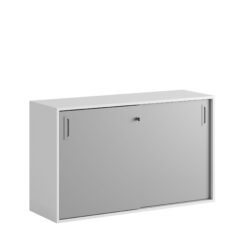 Småland Skjutdörrsskåp – Bredd 120 cm x Höjd 72 cm, Vit, grå eller ek. Från: