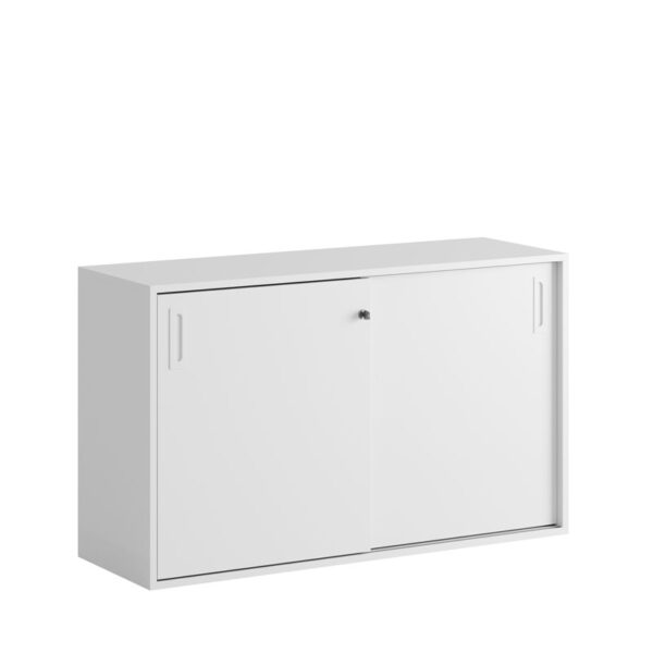 Småland Skjutdörrsskåp – Bredd 120 cm x Höjd 72 cm, Vit, grå eller ek. Från: