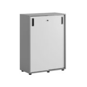 Småland Skjutdörrsskåp grå med plastfötter – Bredd 80 cm x Höjd 109 cm, Vit, grå eller ek. Från: