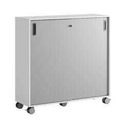 Småland Skjutdörrsskåp med hjul – Bredd 120 cm x Höjd 116 cm, Vit, grå eller ek. Från:
