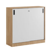 Småland skjutdörrskåp ek med sockel – Bredd 120 cm x Höjd 115,5 cm, Vit, grå eller ek. Från: