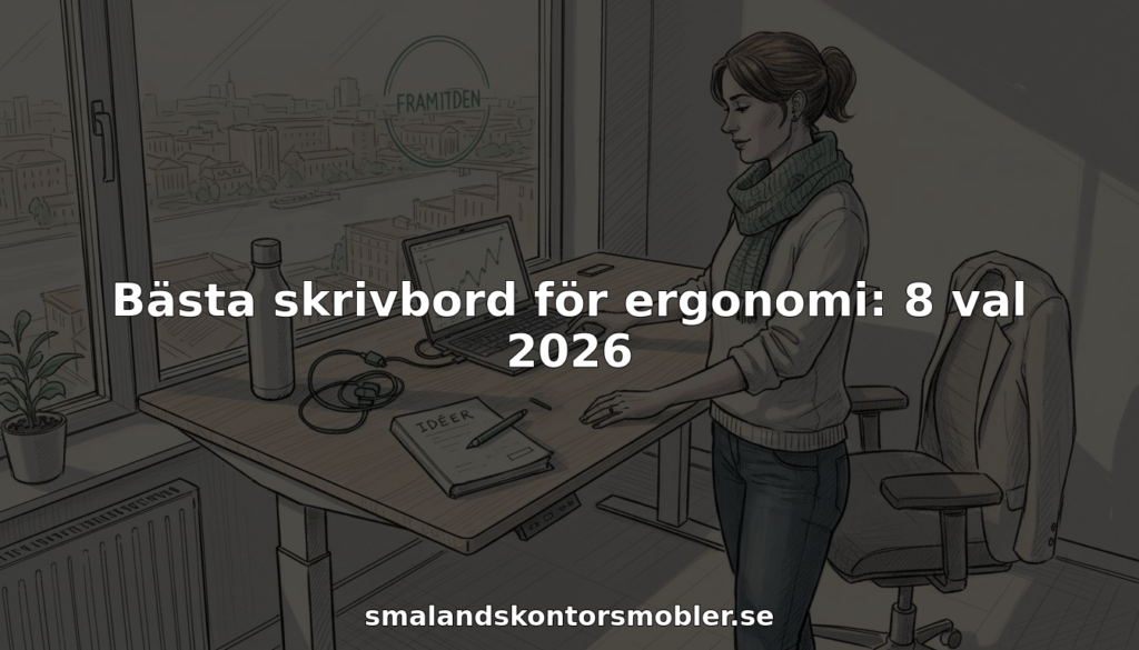 En medarbetare justerar höjden på sitt ergonomiska skrivbord i hörnkontoret.