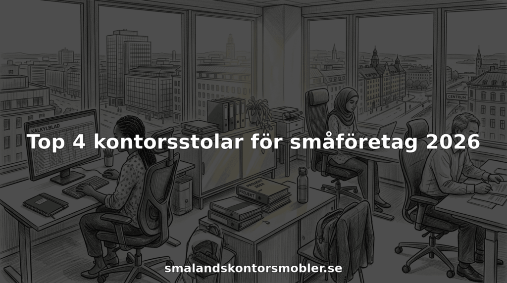 Fyra kollegor sitter och jobbar i sina ergonomiska kontorsstolar.