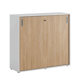Origpic ba ef — Småland Skjutdörrsskåp med plastfötter – Bredd 120 cm x Höjd 109 cm, Vit, grå eller ek. Från:
