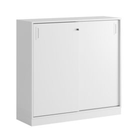 Origpic d b — Småland Skjutdörrsskåp med sockel – Bredd 120 cm x Höjd 115,5 cm, Vit, grå eller ek. Från: