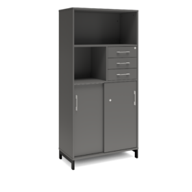 Origpic ceba — Bokhylla med delvis skjutdörrar & lådor DNA – BJÖRK – 2 storlekar. Från: