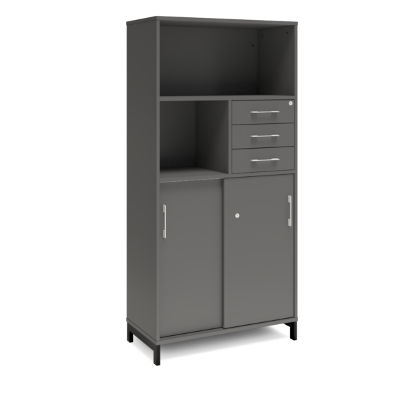 Origpic ceba — Bokhylla med delvis skjutdörrar & lådor DNA – BJÖRK – 2 storlekar. Från: