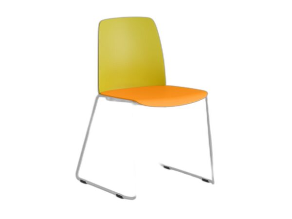 Choice – Stapelbar stol med sits och rygg i plast och vita medar