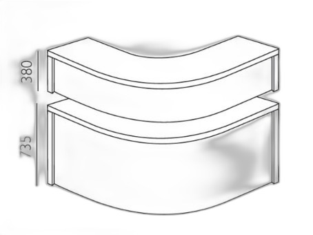 Eco Receptionsdisk Hörn – 1300 × 1300 mm