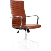 Juel – Konferensstol i brunt konstläder med armstöd