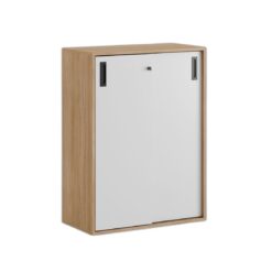Småland Skjutdörrskåp – Bredd 80 cm x Höjd 107,5 cm, Vit, grå eller ek. Från: