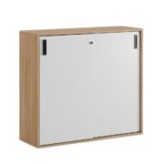 Småland Skjutdörrskåp ek – Bredd 120 cm x Höjd 107,5 cm, Vit, grå eller ek. Från: