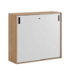 Småland Skjutdörrskåp ek – Bredd 120 cm x Höjd 107,5 cm, Vit, grå eller ek. Från: