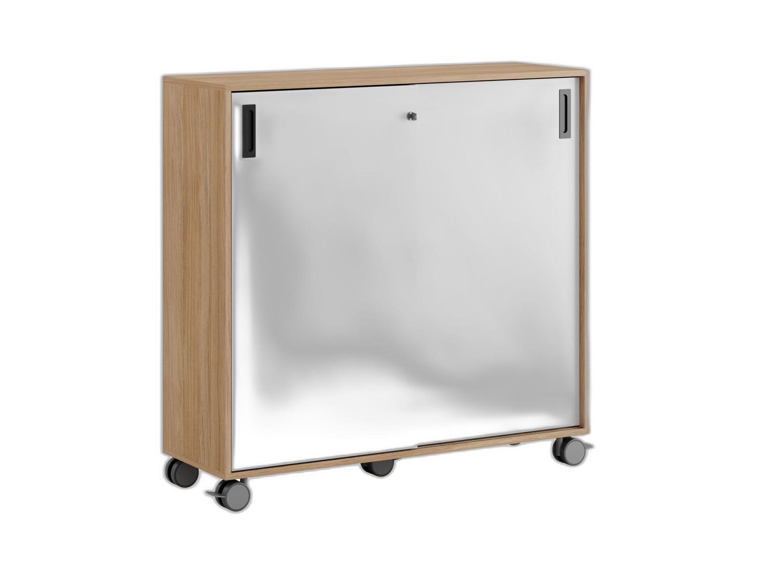 Småland Skjutdörrskåp ek med hjul – 120×116 cm