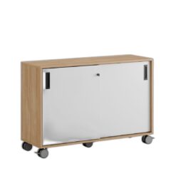 Småland Skjutdörrskåp ek med hjul – 120×81 cm