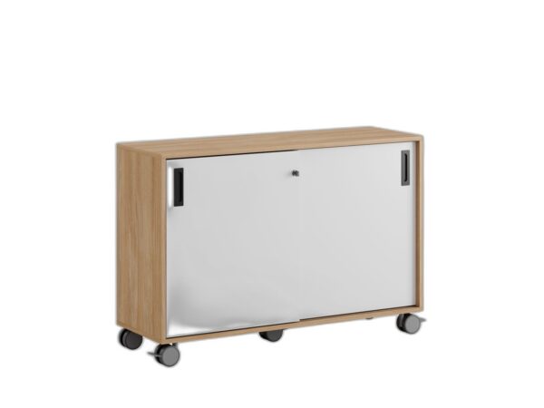 Småland Skjutdörrskåp ek med hjul – 120×81 cm