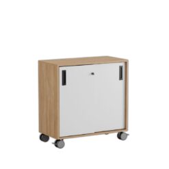 Småland Skjutdörrskåp ek med hjul – 80 cm x 81 cm