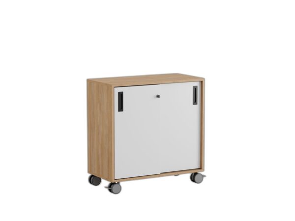 Småland Skjutdörrskåp ek med hjul – 80 cm x 81 cm