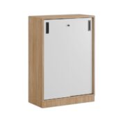 Småland Skjutdörrskåp ek med sockel – Bredd 80 cm x Höjd 115,5 cm, Vit, grå eller ek. Från: