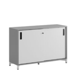 Småland Skjutdörrskåp grå med metallfötter – Bredd 120 cm x Höjd 80 cm, Vit, grå eller ek. Från: