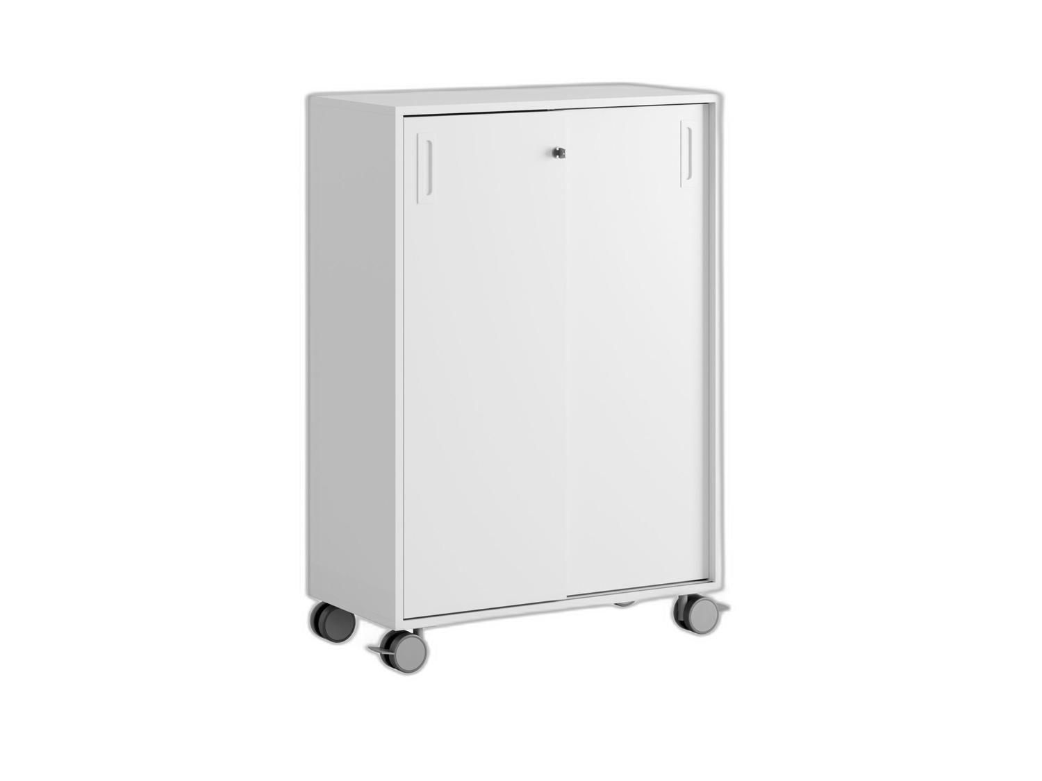 Småland Skjutdörrskåp vit med hjul – 120×81 cm