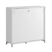Småland Skjutdörrsskåp med metallfötter – Bredd 120 cm x Höjd 115,5 cm, Vit, grå eller ek. Från: