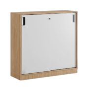 Småland skjutdörrskåp ek med sockel – Bredd 120 cm x Höjd 115,5 cm, Vit, grå eller ek. Från: