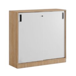 Småland skjutdörrskåp ek med sockel – Bredd 120 cm x Höjd 115,5 cm, Vit, grå eller ek. Från: