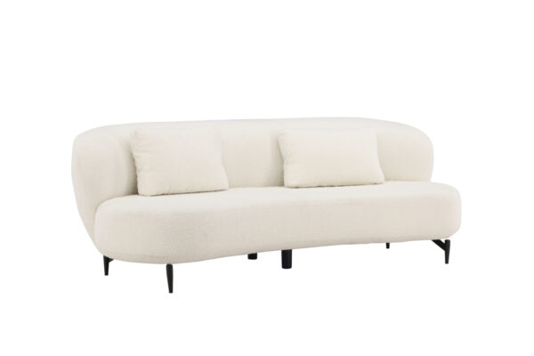 Luna – 3-sits soffa i vitt boucletyg
